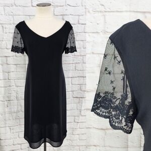 Vintage Robbie Bee Cocktail Dress Glam Going Out Layered Sheer 90s Black Size 6